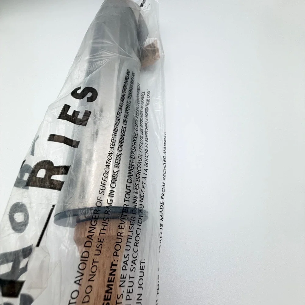 Short Stories 17 Inch Stainless Steel Rolling Pin Wood Handles FabFitFun NWT